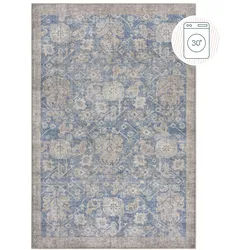 Teppich FLAIR RUGS "Orelia", blau, B:190cm H:4mm L:290cm, Kunstfaser, Teppiche, Teppich, Waschbarer Traditioneller Teppich