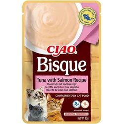 INABA Cat Ciao Bisque - Ergänzungsfuttermittel für Katzen mit Thunfisch- und Lachsgeschmack 40g