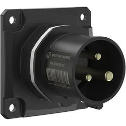 Walther Electric FW610308CC CEE NEO Anbaugerätestecker gerade, 16A, 3P, 8h, IP54 mit Käfigzugfeder-Technik und 75x75mm Flansch