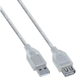Inline InLine® USB 2.0 Verlängerung, St/Bu, Typ A, transparent, 3m USB-Kabel
