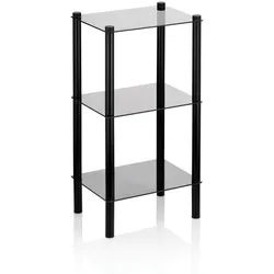 Kela Badezimmerregal , Schwarz , Glas , 3 Fächer , 30.00x76.50x40.00 cm , Badezimmer, Badezimmerregale, Badregale
