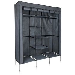 yourGEAR Kleiderschrank yourGEAR Kleiderschrank Grado - Stoffschrank 150 x 45 x 185 cm Schrank mit 2 Kleiderstangen und 9 Ablagen