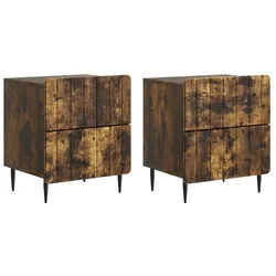 vidaXL Nachttisch 43 x 34,5 x 49,5 cm Nachttisch 2er Set Nachtschrank Geräucherte Eiche braun