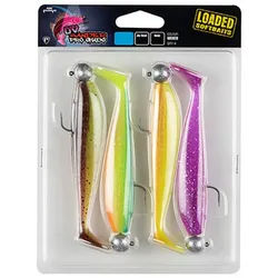 Fox Rage Kunstköder, Fox Rage Zander Pro Shad 10cm x4 Mixed UV colour Pack LOADED 10g 4/0 head Gummifisch Set 10 cm