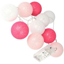 10er LED Lichterkette Cotton Balls, batteriebetrieben - Trendige Leuchtdekoration für den Innenbereich