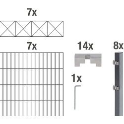 Doppelstabmattenzaun »Nexus«, (Set), anthrazit, 120 cm hoch, 7 Matten für 14 m, 8 Pfosten, 53775116-0 grau H/L: 120 cm x 14 m