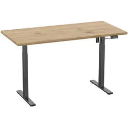 Mid.you Schreibtisch , Schwarz, Honigeiche , Metall, Holzwerkstoff , rechteckig , 80x71x160 cm , höhenverstellbar , Büromöbel, Schreibtische, Höhenverstellbare Schreibtische