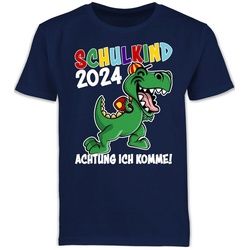 Shirtracer T-Shirt Schulkind 2024 Dino Dinosaurier Einschulung Junge Schulanfang Geschenke blau