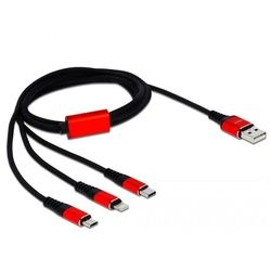 Delock USB Ladekabel 3 in 1 für Lightning/Micro USB/USB-C, 1m
