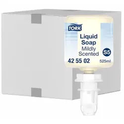 Tork mild duftende Hand Mini Flüssigseife, S5 System, pH-hautneutrale Handseife für ein sanftes Händewaschen mit frischem Duft, 1 Karton = 8 Flaschen à 525 ml