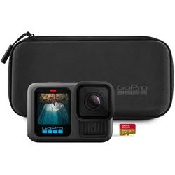 GoPro Kamera HERO13 Black - der bisher besten Kamera, inkl. SanDisk microSDKarte mit 64 GB + Transporttasche - schwarz