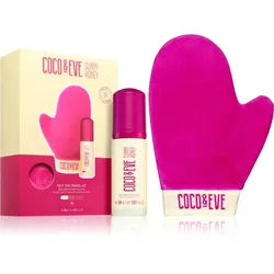 Coco & Eve Sunny Honey Ultimate Glow Travel Kit Selbstbräuner-Schaum mit Handschuh zum Auftragen Travel-Pack Medium 60 ml