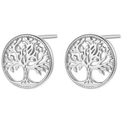 Hey Happiness Paar Ohrstecker Lebensbaum, Symbol Anhänger, Filigrane Silber Ohrringe Damen mit Baum des Lebens Charm silberfarben