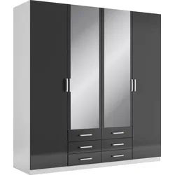 priess Kleiderschrank Amsterdam, viel Stauraum durch viele Schubkästen mit oder ohne LED-Beleuchtung schwarz 185 cm x 193 cm x 56 cm