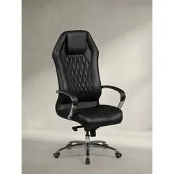 KADIMA DESIGN Chefsessel Premium-Bürostuhl MILANO aus Echtleder: Ergonomisch & stützend (Armlehnen, Wippmechanik, Multiblock-Mechanik) schwarz