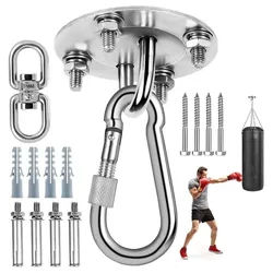 TUWENA Deckenhaken Edelstahl Deckenhaken bis 500kg, Schwerlast Deckenhaken Aufhängung, Für Hängematte, Yogatuch, Sonnensegel, Nestschaukel, Sitzschaukel silberfarben