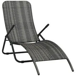 vidaXL Gartenliege Klappbare Sonnenliege Polyrattan Grau Gartenliege grau