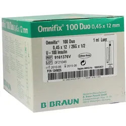 Omnifix Duo 100 Insulinspritzen 1 ml 100X1 ml