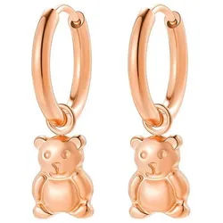 Hey Happiness Paar Ohrhänger mit Teddy Charm, verspielt, Süße Chunky Creolen mit Bärchen Anhänger, für Damen & Mädchen rosa