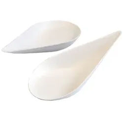 NATURESTAR Bio Fingergfoodlöffel, Tropfenförmiges Essbesteck aus Zuckerrohrfasern, 1 Packung = 20 Stück, 5,5 x 10,5 cm, weiß