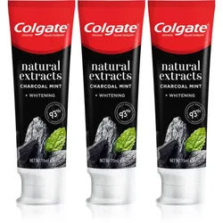 Colgate Natural Extracts Charcoal + White bleichende Zahnpasta mit Aktivkohle 3 x 75 ml