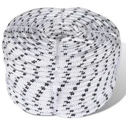 vidaXL Seil Geflochtenes Tauwerk Bootsleine Polyester 8 mm x 50 m (1-tlg) weiß
