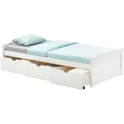 Idimex Bett MIT Stauraum MIA 90X190 Cm , Weiß , Holz , Kiefer , Vintage , 98x49x195 cm , FSC Mix , Kinder- & Jugendzimmer, Kindermöbel, Kinderbetten, Kindereinzelbetten