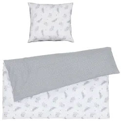 Patinio Babybettwäsche , Grau, Weiß , Textil , Tier , 80x80 cm , Textiles Vertrauen - Oeko-Tex® , pflegeleicht, atmungsaktiv, hautfreundlich, bügelleicht, schadstoffgeprüft, weiche und anschmiegsame Oberfläche , Heimtextilien, Bettwäsche & Leintücher, Kinderbettwäsche