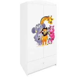 Raumhirsch Furniture Kinderkleiderschrank mit Tiermotiven - Kleiderschrank für Kinder (Kinderzimmerschrank für Jungen & Mädchen, Mit Ablagefächern & Kleiderstange) neutrale Motive, langlebig, verschiedene Farben & Designs weiß