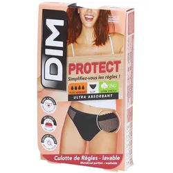 DIM Menstruationshöschen aus waschbarer Bio-Baumwolle - Slip Lace Schwarz 48-50 - Reichlicher Ausfluss