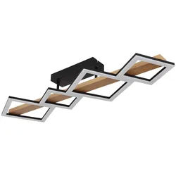 GLOBO LIGHTING LED Deckenleuchte DUSTIN, LED fest integriert, Warmweiß, Deckenlampe, Holz, unterschiedliche Quadrate, Wohnbereich schwarz 92 cm x 13 cm x 30 cm