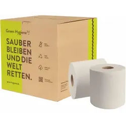 Green Hygiene® RAINER Handtuchrolle, 2-lagig, Umweltfreundliche Rollenhandtücher aus 100% recyceltem Papier, 1 Karton = 8 Rollen à 450 Blatt