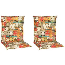 Gardenson Sesselauflage , Gelb, Grau, Orange, Weiß , Textil , Häuschen , Füllung: Schaumstoff, Fleece , 46x8x98 cm , bügelfrei, formstabil, für den Außenbereich geeignet, wetterfest, mittels Bändern zu befestigen, mittels Gurtband zu befestigen , Gartenmöbel, Gartenpolster & Auflagen, Sesselauflagen