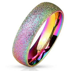 Order & Smile Schmuck Partnerring Regenbogen Ring in Diamantoptik: Edelstahl Partnerring sandgestrahlt 57
