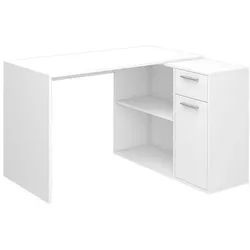 Vicco Eckschreibtisch Robin Weiß 120 x 60 cm , Holzwerkstoff , Formgebogen , 120x75x60 cm , Büromöbel, Schreibtische, Eckschreibtische