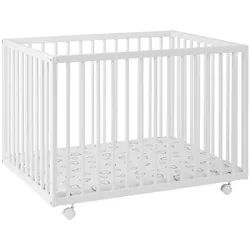 My Baby Lou Laufgitter , Weiß , Holz, Kunststoff , Buche , Hartholz , 75x68x100 cm , gepolsterter Boden, höhenverstellbar, schadstoffgeprüft , Babymöbel & Kindermöbel, Babyzimmer, Laufgitter