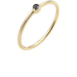 Elli DIAMONDS - Solitär Schwarzer Diamant (0.03 ct) 375er Gelbgold Ringe Damen