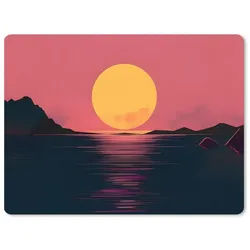 MuchoWow Mauspad Sonne - Gelb - Berge - Wasser (1-St), Gaming, Büro, Mousepad XXL, Großes, Mausunterlage, 80x60 cm 80 cm x 60 cm