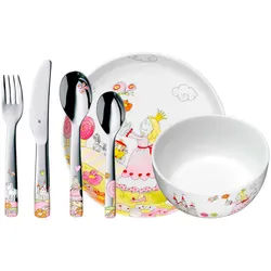 WMF Kinderbesteck , Metall, Keramik , 6-teilig , ergonomischer Griff, lebensmittelecht, Vollheftmesser , Füttern, Kindergeschirr & Kinderbesteck
