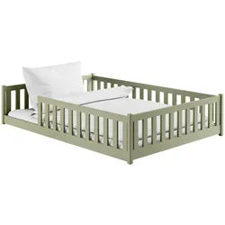 Kids Collective Bodenbett 140x200 cm in Olivgrün mit Matratze , Holz , 140x200 cm , Babymöbel & Kindermöbel, Kinderzimmer & Jugendzimmer, Kinderbetten