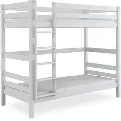 Bubema Jona – Kinder Etagenbett/Hochbett, Buche massiv, natur oder weiß lackiert - Weiß lackiert
