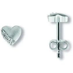 ONE ELEMENT Paar Ohrhänger Zirkonia Herz Ohrringe Ohrstecker aus 925 Silber, Herz mit Bedeutung – eine feine Geschenkidee für viele Anlässe silberfarben