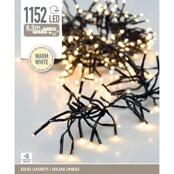 LED-Clusterlichterkette Büschel warmweiß, 1152 LEDs, sw Kabel, Innen/Außen, 11,5m