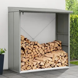 Hörmann Ecostar Metall Kaminholzregal Elegant Typ 2,graualuminium,181 x 103 x 198 cm (T x B x H)