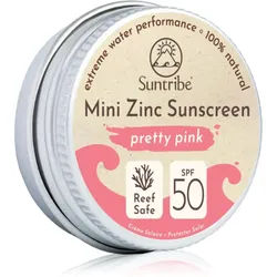 Suntribe Mini Zinc Sunscreen mineralisierende schützende Creme für das Gesicht und Körper SPF 50 Pretty Pink 15 g