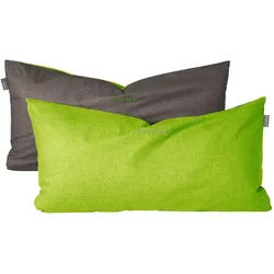 Schiesser Kissenhüllenset Doubleface - Renforcé - 2-teilig - 40 x 80 cm - Grün-Dunkelgrau