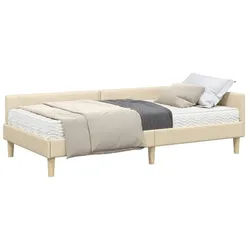 vidaXL Bett Eckbettgestell mit Matratze mit Matratze 2 pcs Creme Stoff (2-tlg)