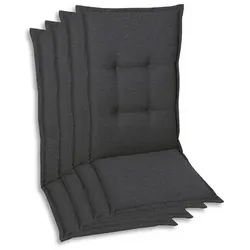 Xxxl Sesselauflagenset , Anthrazit , Textil , 4-teilig , Uni , Füllung: Schaumstoff, Vlies , 50x7x108 cm , Oeko-Tex® Standard 100 , pflegeleicht, hochwertige Qualität, langlebig, für den Außenbereich geeignet, mittels Bändern zu befestigen, mittels Gurtband zu befestigen , Gartenmöbel, Gartenpolster & Auflagen, Sesselauflagen