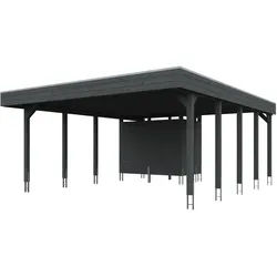 Skan Holz Carport Friesland 557x708 cm inkl. Abstellraum Sparset 4 schiefergrau Holzcarport