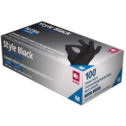 Style Black Nitril Einmalhandschuhe puderfrei, Untersuchungshandschuh schwarz, unsteril, 1 Box = 100 Stück, Größe L